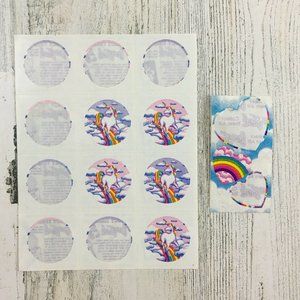 Lot Vtg 1988 Lisa Frank Unicorn Hearts Rainbow 6 Small Sticker Lot
